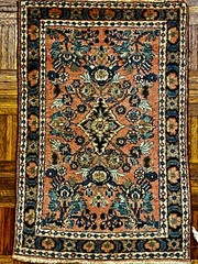 Antique Ham-adan Mat ca. 1890; 3ft x 4ft