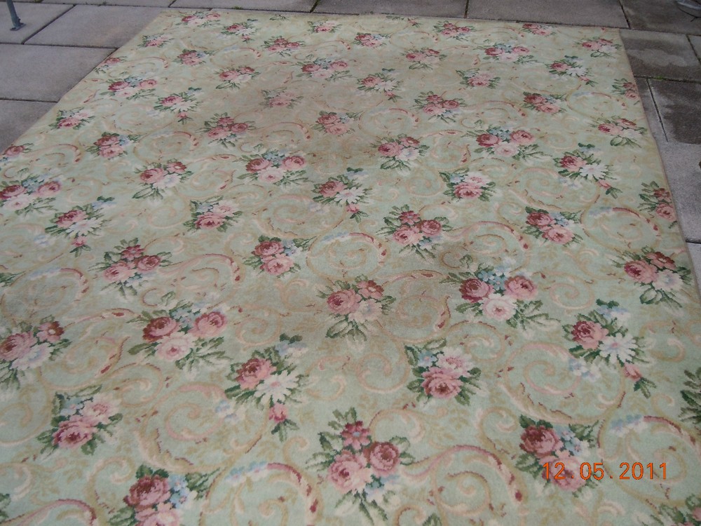 OMG RARE BIGELOW FLAPPER ERA RUG~FRENCH CHIC ROSE BOUQUETS, RIBBONS & SCROLLS!!!