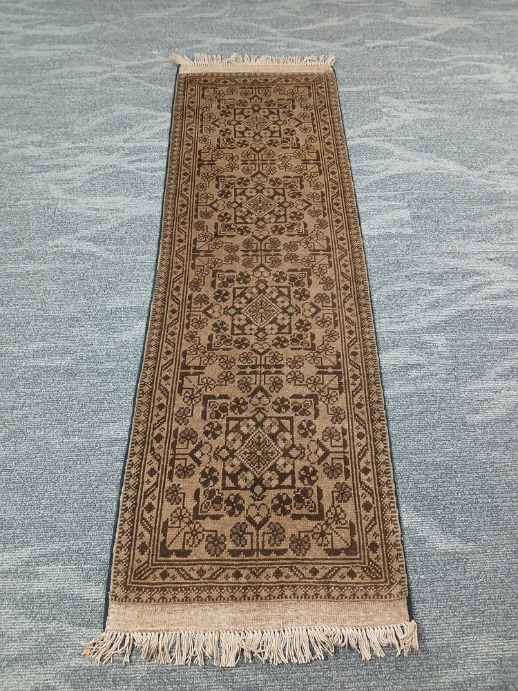 2x5 Handmade afghan tribal Terracot Color Bokhara Rug, Oriental Vintage Runner