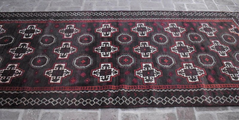 4'2 x 9'8 Hand Knotted Vintage Afghan Tribal 1970s Baluchi Persian Wool Area Rug gallery