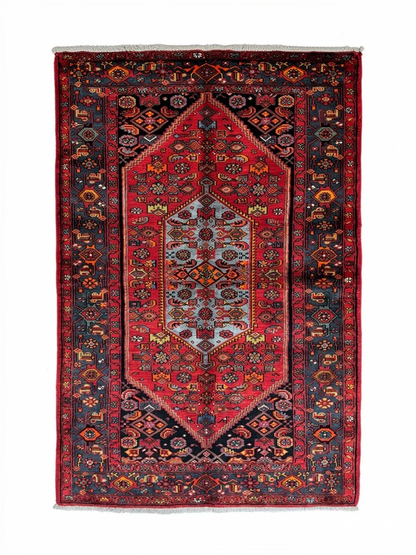 Vintage Hand Knotted Zanjan Wool Area Rug 5x7 Tribal Oriental Red Blue Geometric gallery