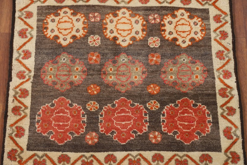 Vintage Dark Brown/ Ivory Abadeh Accent Rug 2'x2' Square Handmade Foyer Carpet gallery