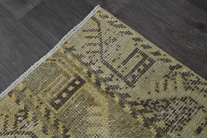 Vintage Turkish Runner Rug 2x5ft BEIGE Handmade Anatolian Oushak Hallway Wool gallery
