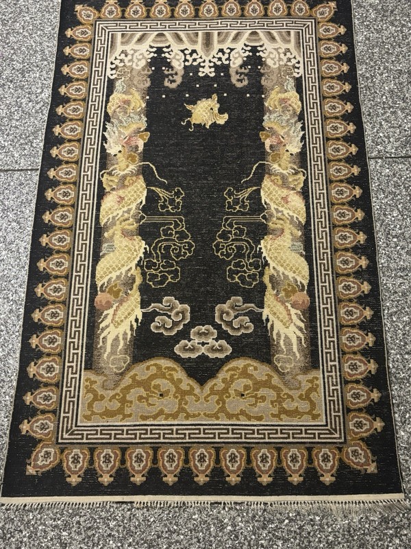 Vintage Chinese Hand Knotted Tibetan Pillar Dragon Rug Wool Area Runner 3x5 Feet gallery