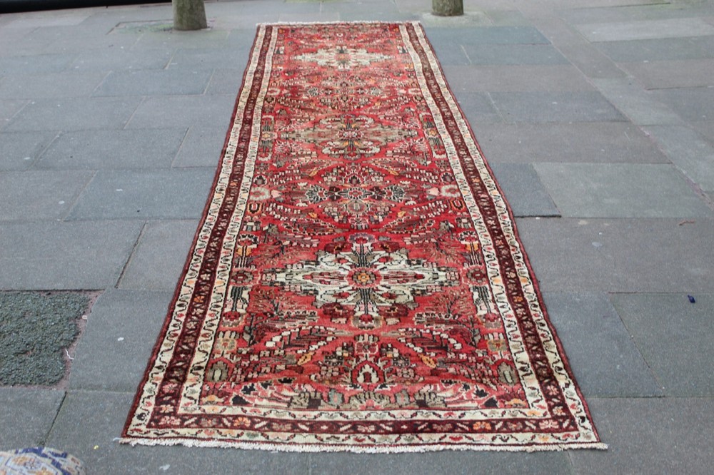 Vintage Traditional Hand Made Oriental Pink Wool Long Narrow Runner 506x108cm