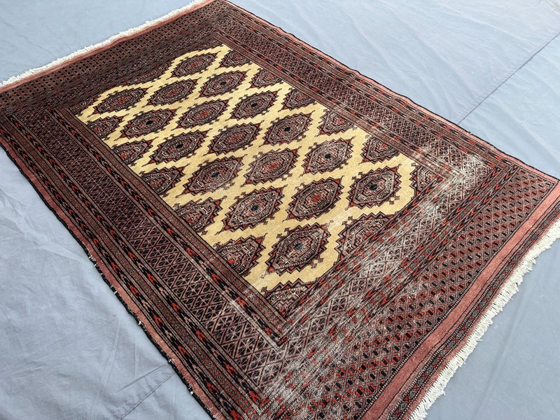 4'2 x 6'1 ft Antique Distressed Afghan Rug Low Pile Tribal Oriental Wool Carpet gallery