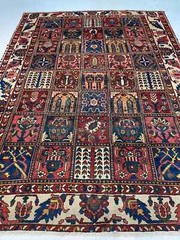 Antique Oriental Hand-Knotted Wool Area Rug Rede/Blue/Ivory/Gold 6’11” x 9’5″
