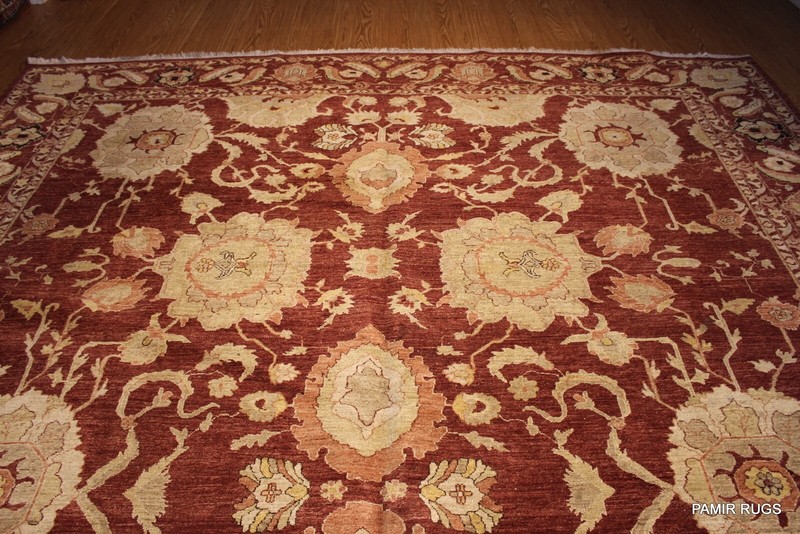 HERIZ DESIGN HAND-WOVEN-RUG_ LARGE SIZE 11' X 17' fine wool maroon Burgundy gallery