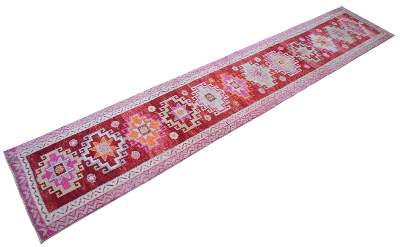 Vintage 1970s Turkish Rug Runner 2.7x13.3 ft | Handmade Anatolian Wool Runner Ru gallery