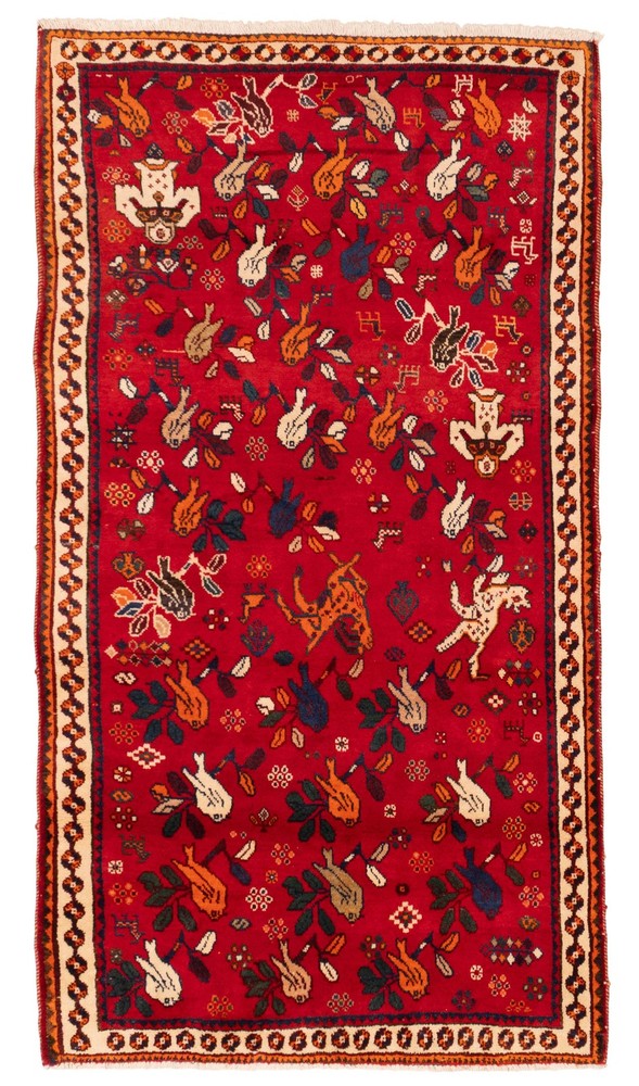 Vintage 3'10" x 6'10" Traditional Hand Knotted Vegetable Dye Wool Area Rug