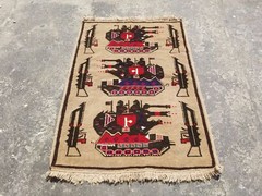 Vintage Traditional Handmade Afghan Rare War Wool Multicolor Kilim Rug 54×37 in