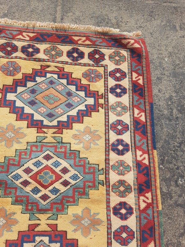 Vintage Hand Made Traditional Rug Oriental Wool Multicolor Carpet 135x91 cm gallery