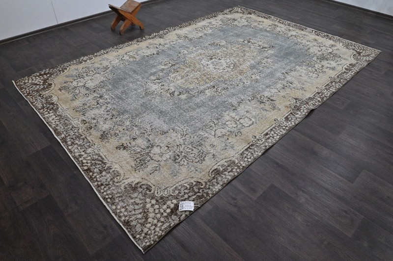 Oushak Turkish Vintage Rug 7x10 Kilim Rug Anatolian Handmade Boho Decor GRAY gallery