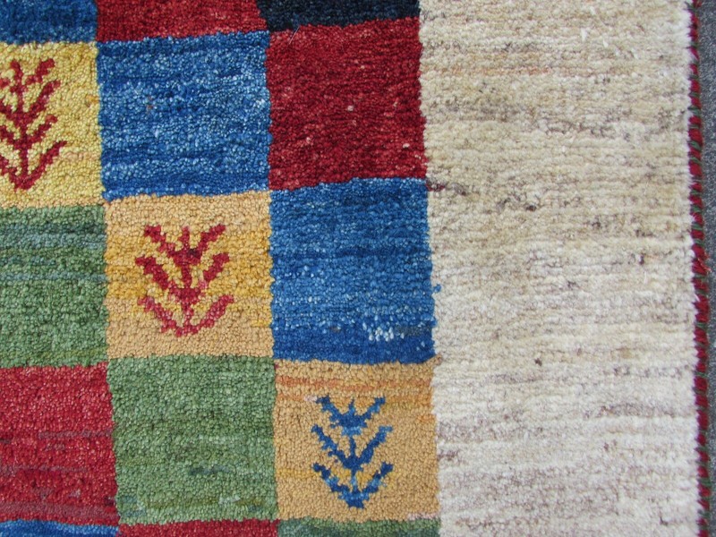 Vintage Traditional Hand Made Oriental Gabbe Wool Cream Red Small Rug 158x106cm gallery