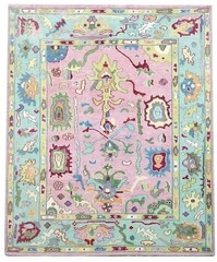 Muted Pink Oushak Rug 4×6 5×7 6×9 8×11 9×12 10×14 12×15 Handmade Livingroom Rugs