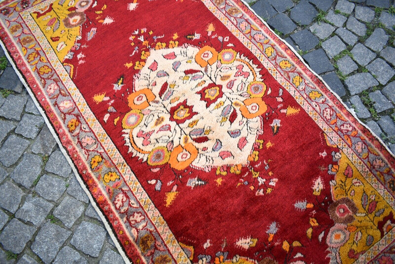 Vintage Turkish Rug 40'' x 75'' Rare Hand-knotted Oushak Rug Home Decor Wool Rug gallery