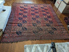 Antique (C. 1900) Afghan Turkmen Rig, 6’10” X 7′, In Storage 60+ Years