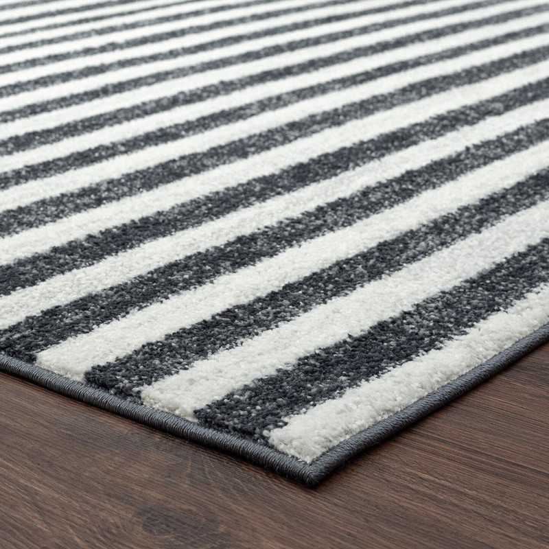 Moroccan Area Rugs Dark-Gray Striped Modern Living Room Carpet Large Carpet gallery