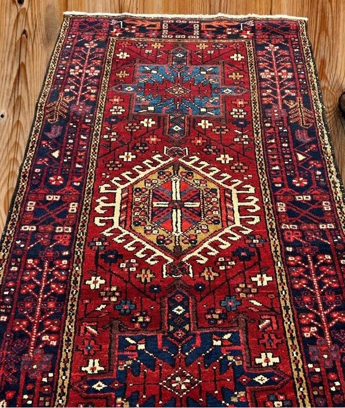 3'8 x 10'5 Vintage Heris Handmade Wool Runner Rug Caucasian Oriental Carpet 4x11 gallery