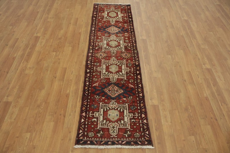 Old Vintage Geometric Runner Rug 2x7 Hand-knotted Wool Traditional for Hallway gallery