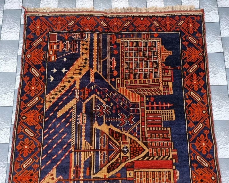 Handmade Afghan Vintage Rug Historical Rug Wool Area Rug Size 157x195 cm gallery