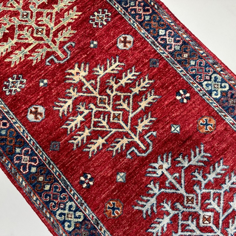 Handmade (2'9" x 11'8") Red Afghan Tribal Wool Runner Rug for Hallway gallery