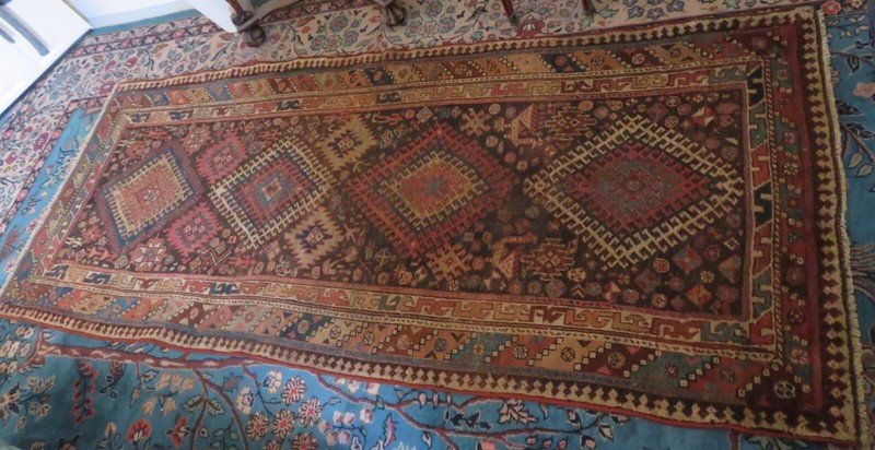 ANTIQUE AZERI TRIBAL LONG RUG. 284CM X 122CM. gallery