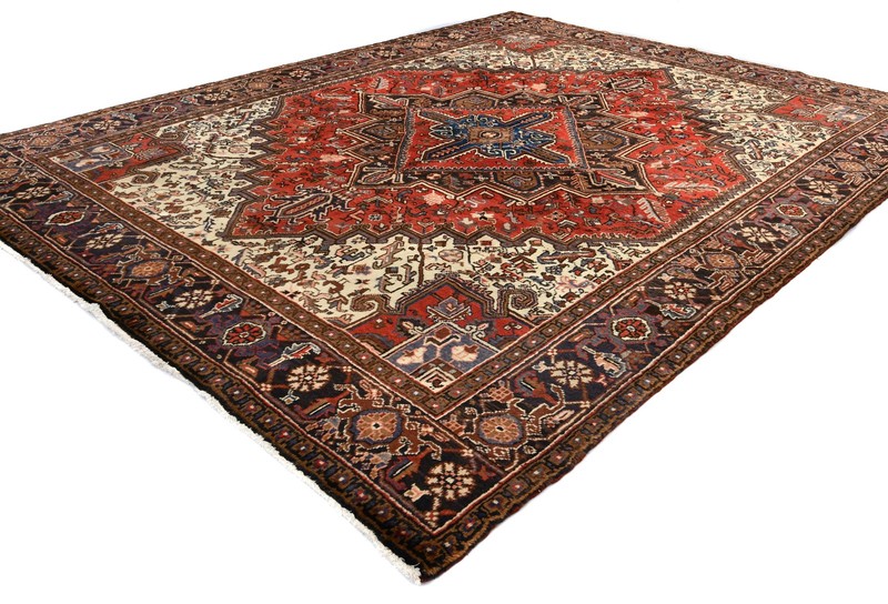 Handmade Serapi Heriz Oriental Rug 7X9 ft Vintage Geometric Carpet Farmhouse gallery