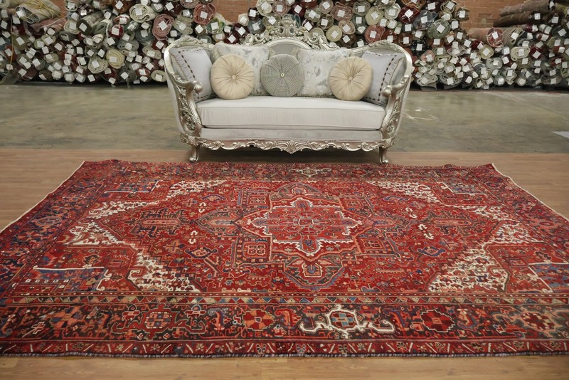Red Geometric Area Rug 8x12 Ft Hand-Knotted Oriental Medallion Wool Carpet gallery
