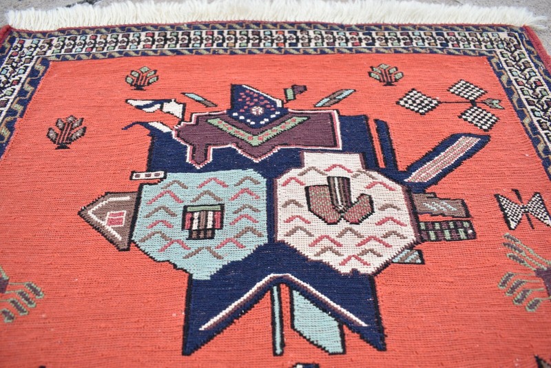Afghan Soumak Rug 25'' x 38'' Afghan Fine Quality Rug Maliki Soumak Wool Rug gallery