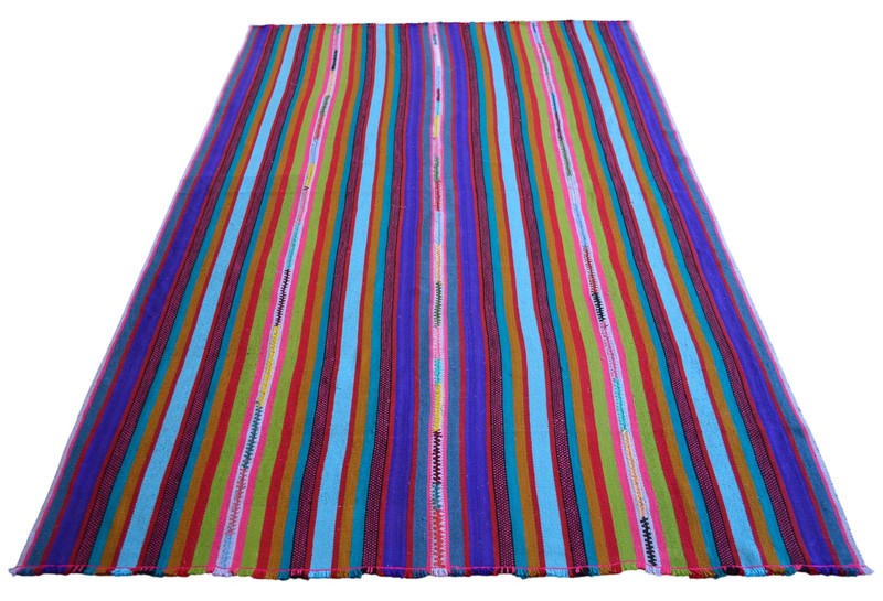 Vintage Turkish Rug Kilim Hand Woven Sofreh Rug For Living Room - 5′ 6″ x 8′ 6″ gallery
