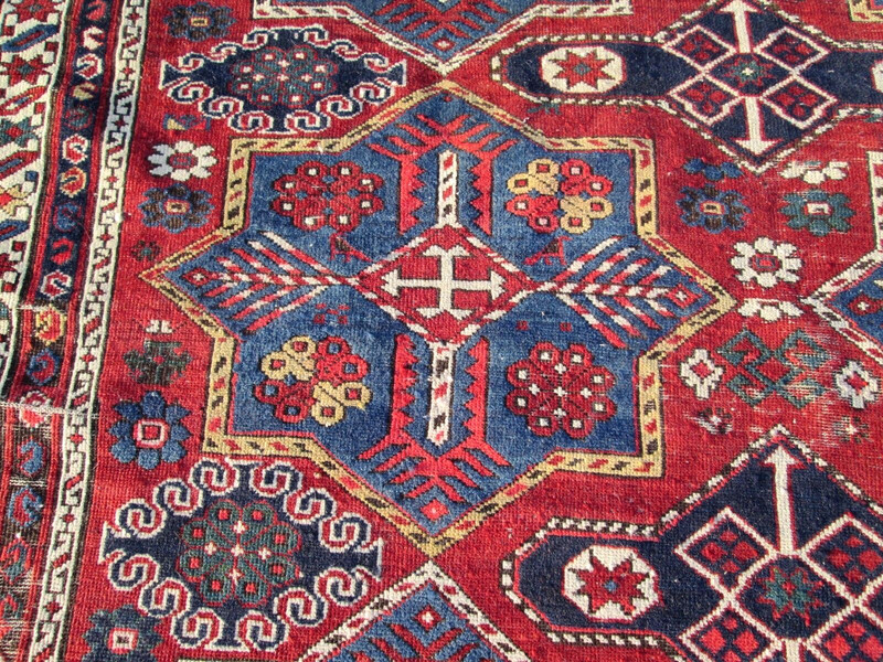 5' x 8' VERY RARE AKSTAFA KUBA SHIRVAN CAUCASIAN RUG W/ STAR MEDALLIONS ESTATE gallery
