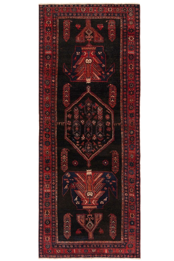 Koliai 295x121 cm Black Oriental Hand Knotted Rug Carpet Rectangle Runner