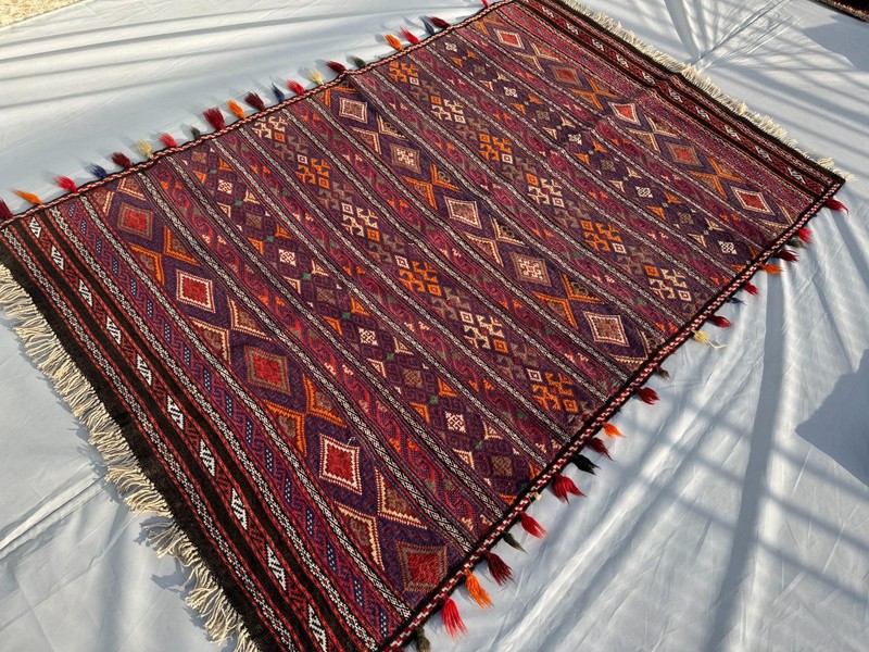 4x7 Afghan Handwoven Vintage Wool Kilim Rug Tribal Turkmen Geometric Area Carpet gallery
