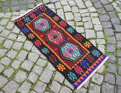 Vintage Turkish Rug 19” x 43” Anatolian Sivas Kilim Small Door Mat Wool Rug
