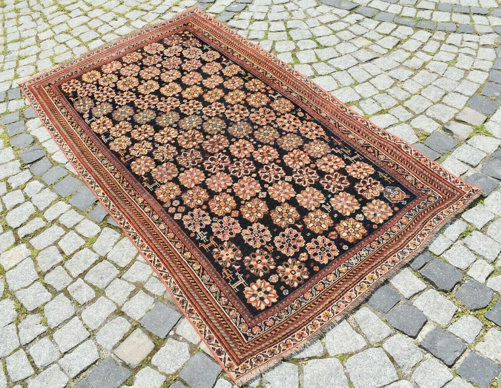 Fabulous Antique Caucasian Rug 44'' x 77'' Collector's Item Low Pile Wool Rug