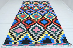 Turkish Rug Handmade Floor Rug Large Multicolor Carpet Boho Flatweave 69″x121″