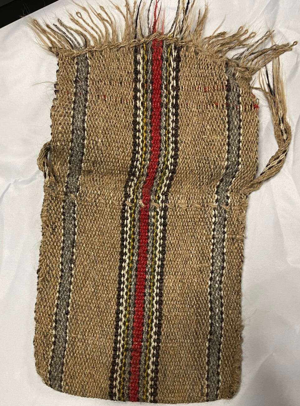 Antique Tribal Storage Bag - Hand Woven - Ochre, Black, Ivory, Red - Stunning gallery