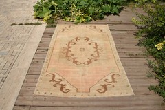 Turkish Rug 4×9 Handknotted Oushak Rug 146x275cm Natural Wool Carpet Beige Rug
