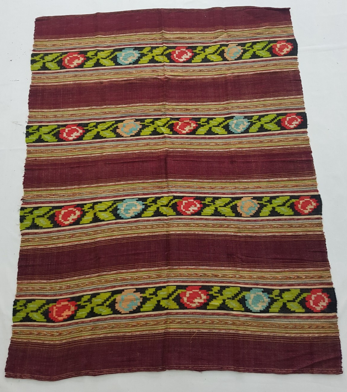 Vintage Handmade Traditional Romanian Floral Kilim Floor Rug Carpet 188x145 cm gallery