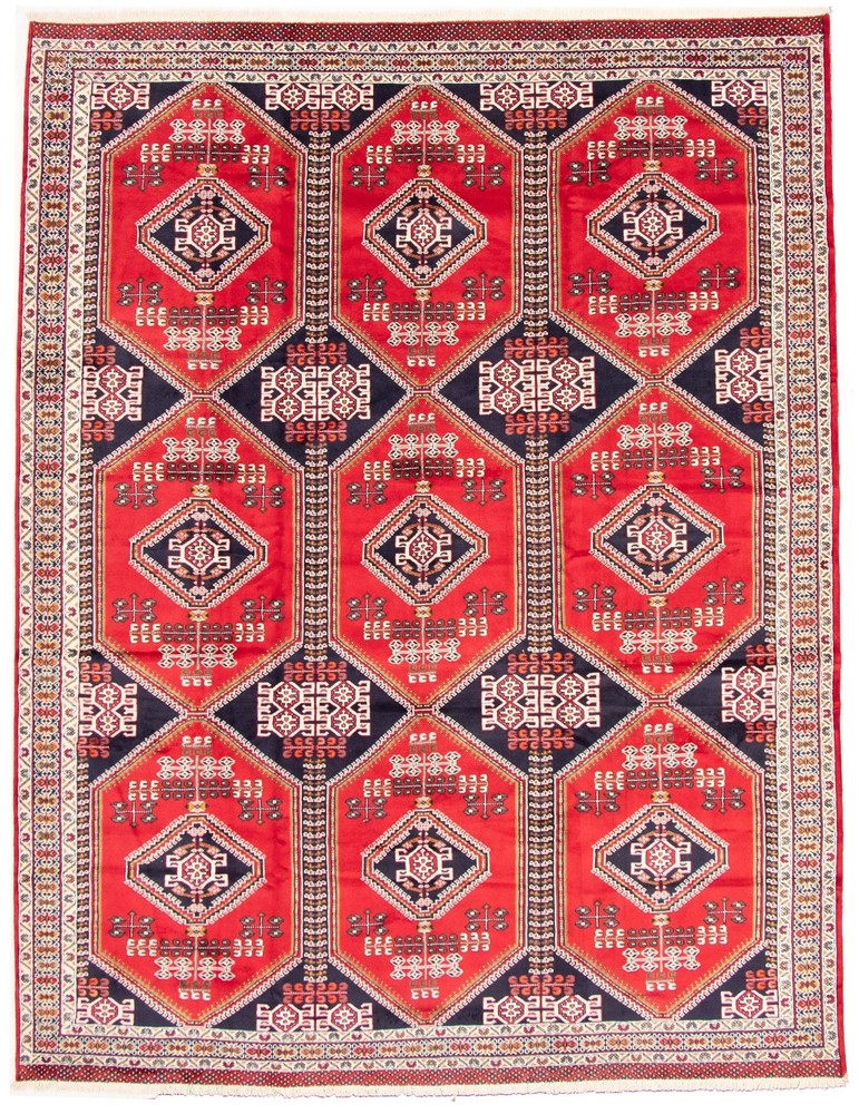 Vintage Hand-Knotted Area Rug 9'10" x 12'6" Traditional Oriental Wool Carpet