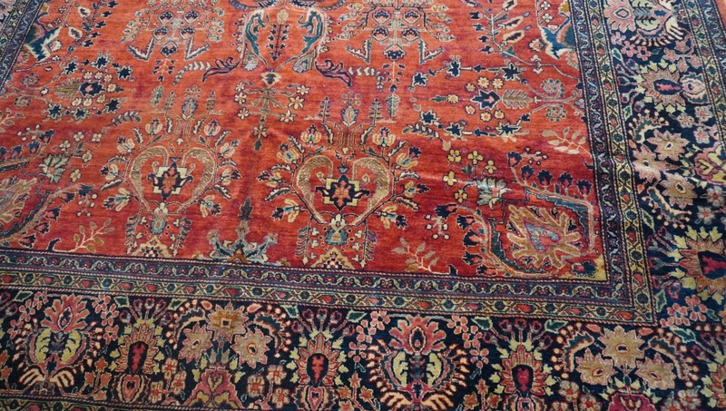 Antique Saroukk Hand-Knotted Wool 9' x 12' Red Oriental Rug Exceptional gallery