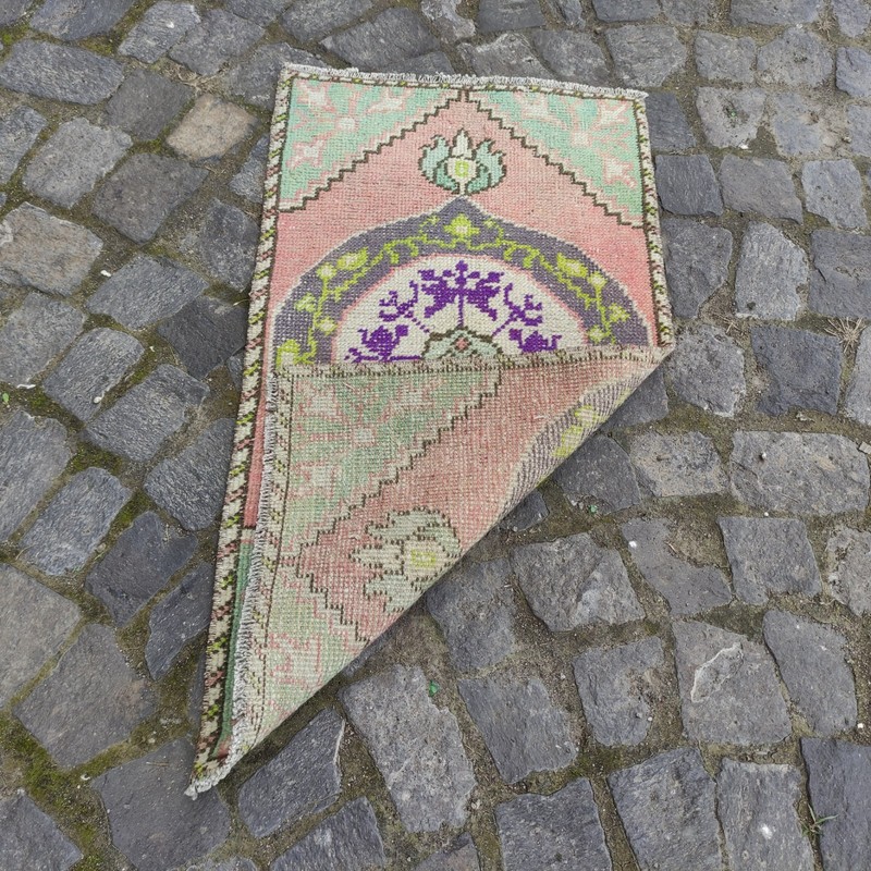 Rainbow 2x3 Turkish Vintage Small Rug Handmade 49 x 88cm Bath Mat 1.61 x 2.89 ft gallery