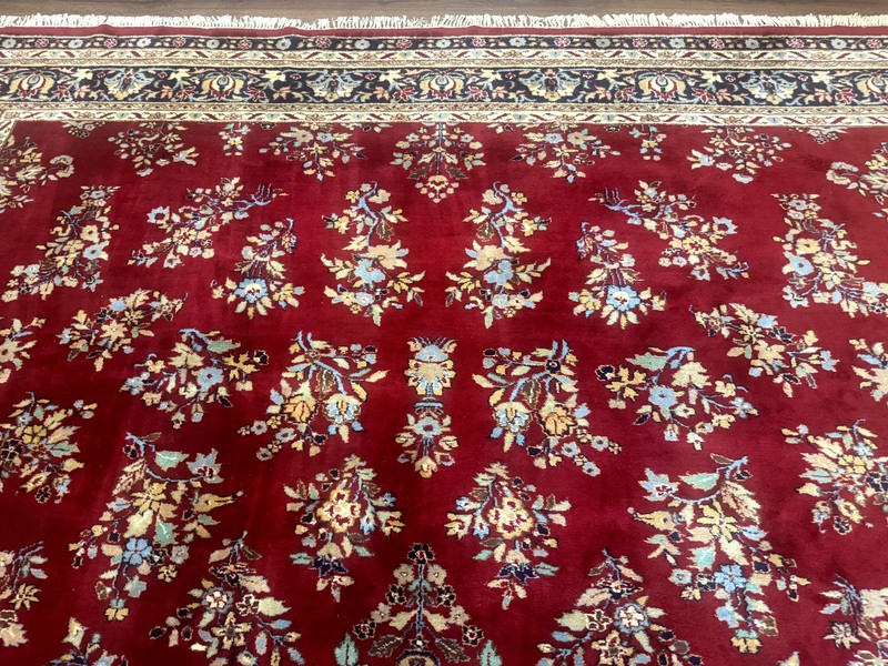 Indo Per'sian Sarouk Rug 10x14 Large Red Navy Blue Carpet Traditional Floral gallery