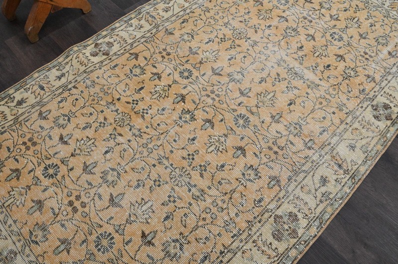 Oushak Turkish Vintage Rug 4x7 Kilim Rug Anatolian Handmade Boho Decor ORANGE gallery