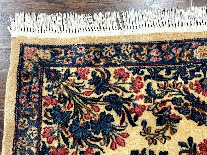 Square Per'sian Kirman Rug 4x4 Ivory Blue Pink Handmade Fine 225 KPSI gallery