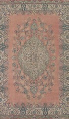 Distressed Traditional Vintage Pink/ Ivory Rug 7×12 Handmade Wool Carpet