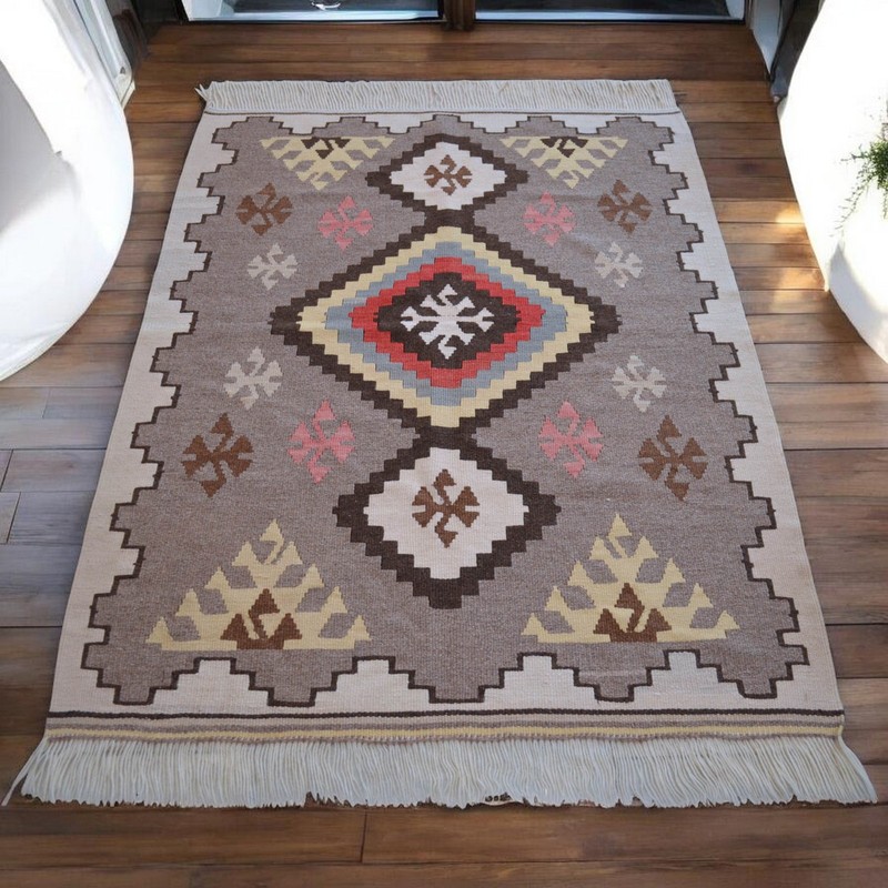 Handmade Small Rug Wool Turkish Rug New Kilim, Doormat, Home Gift ideas 3 x 4 ft gallery