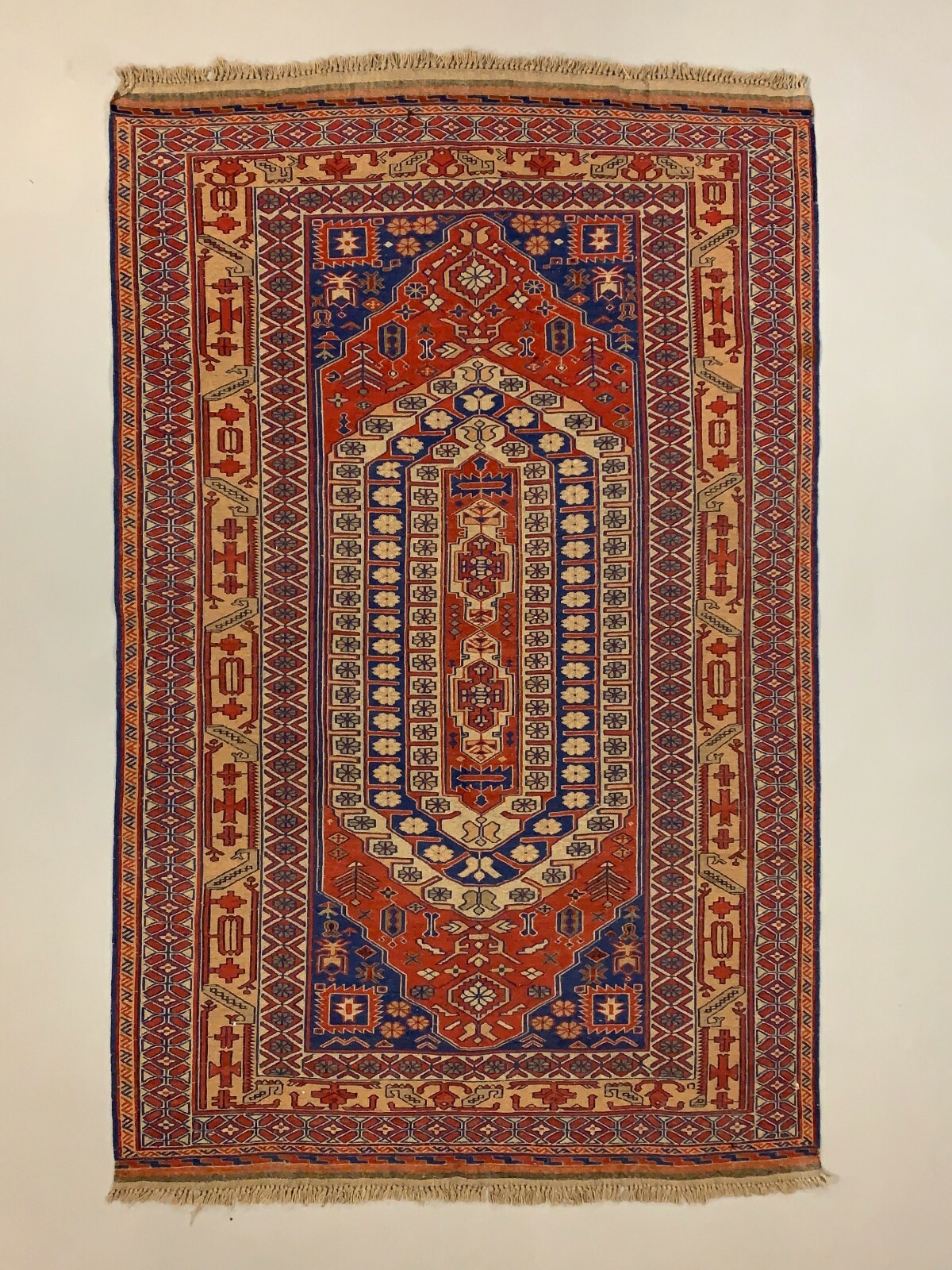 Vintage Afghan Soumak Kilim 245x153 cm, Kelim Rug cm Large Red, Blue, Beige gallery