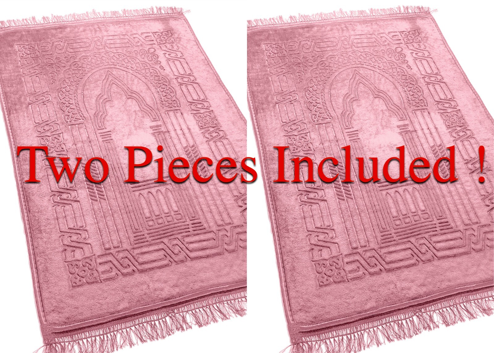 Two Islamic Prayer Rug Oversized Soft Thick Plush Musalla Mat Pink سجادة صلاة gallery